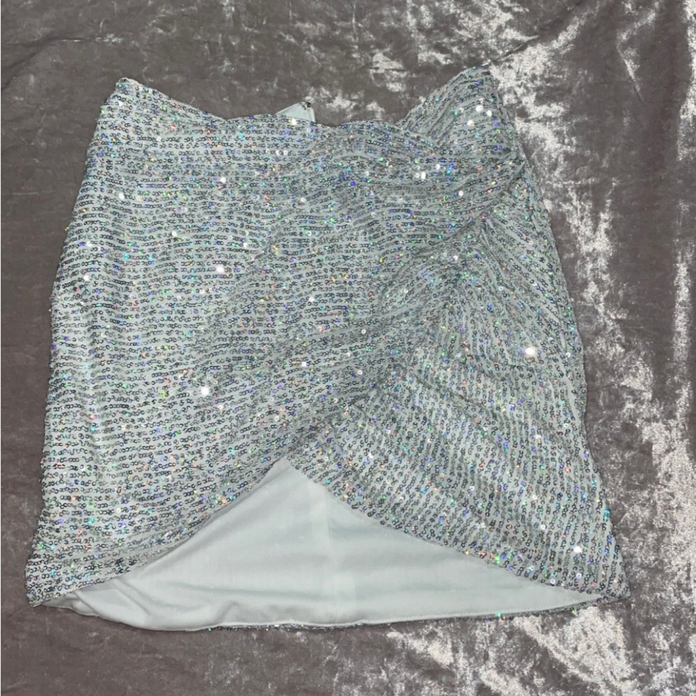 M Boutique | Holographic Sequin Mini Skirt